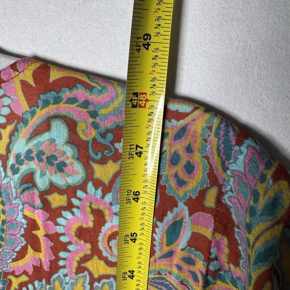 Roller Rabbit Midi Dress Sz S Gauze Cotton Duster Paisley Pockets Boho Button - Picture 8 of 15